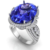 Sterling Silver Semi Mount Ring Setting Oval OV 18X13mm Halo White Topaz - Syzjewelry